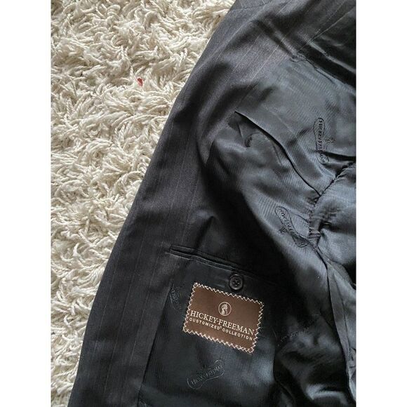 Hickey Freeman Blazer Jacket Sport Coat Grey Pinstripe Wool 42R / 42 R - Picture 6 of 6